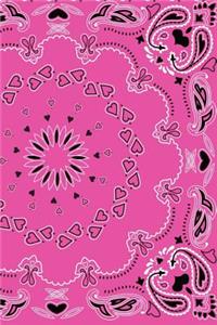 Pink: 150 Lined/Ruled Journal Pages Planner Diary Notebook with Pink Handkerchief Image Pattern Design on the Cover