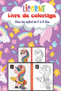 Licorne Livre de coloriage Pour les enfant de 4 à 8 Ans