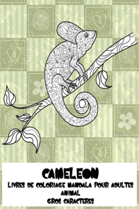 Livres de coloriage Mandala pour adultes - Gros caractères - Animal - Caméléon