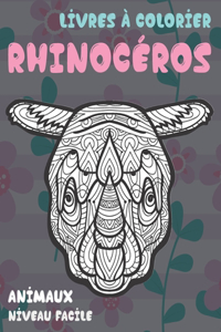 Livres à colorier - Niveau facile - Animaux - Rhinocéros