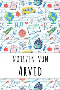 Notizen von Arvid: Liniertes Notizbuch für deinen personalisierten Vornamen