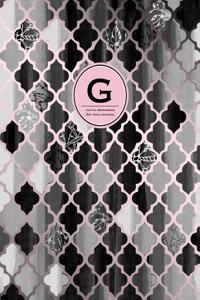 Initial G Monogram Journal - Dot Grid, Moroccan Black, White & Blush Pink