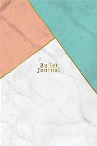 Bullet Journal: Marble + Gold Trendy Journal - 120-Page 1/2 Inch Dot Grid Notebook- 6 X 9 Marble & Gold Perfect Bound Softcover
