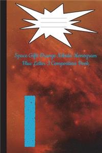 Space Gifts Orange Nebula Monogram Blue Letter I Composition Book