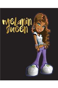 Melanin Queen: Gold College Ruled Notebook (7.5 X 9.25) 200 Pages(college Notebook, Ruled Notebook,200 Page Composition Book,200 Page Journal,200 Page Notebook,200 Ruled Paper, Composition Book Wide Ruled)