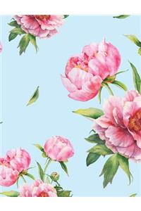 Light Blue and Pink Peonies Giant Sketchbook: Large Sketchbook - 600 Pages (300 Sheets), Giant Sketchbook Floral, Gifts for Women