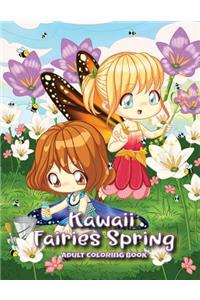 Kawaii Fairies Spring Adult Coloring Book: A Whimsical Spring & Easter Coloring Book for Adults & Kids: Fairies, Bunnies, Chicks, Butterflies, Flowers, an Enchanting Unicorn & More
