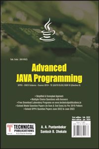 Advanced JAVA Programming for SPPU 19 Course (TE - SEM VI - E&Tc. - 304195) - ELECTIVE II