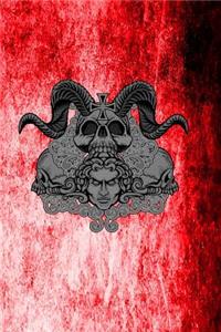 Gothic Notizbuch Dämonenschädel auf blutigem Hintergrund