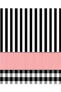 School Composition Book Black White Pink Stripes