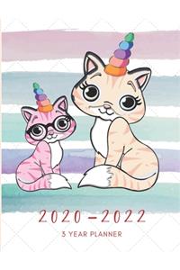 2020-2022 3 Year Planner Caticorns Unicorns Monthly Calendar Goals Agenda Schedule Organizer: 36 Months Calendar; Appointment Diary Journal With Address Book, Password Log, Notes, Julian Dates & Inspirational Quotes