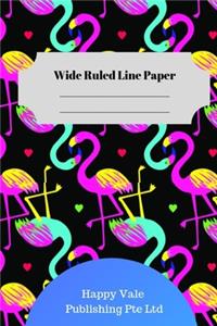 Cute Flamingo Theme Wide Ruled Line Paper