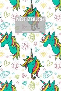 Notizbuch A5 Muster Einhorn Unicorn Diamant Grün