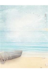Boat Notebook Large Size 8.5 X 11 Ruled 150 Lined Pages Softcover Journal Compos
