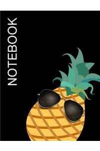 Notebook: Pineapple Chic (8.5 X 11 Inches, 120 Pages, Lined Paper) Composition Book, Journal, Diary-Black Cover