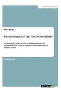 Kulturwissenschaft und Naturwissenschaft?