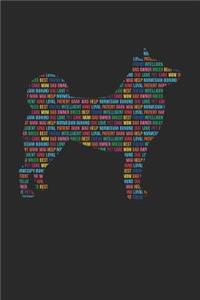 Norwegian Buhund Notebook 'Word Cloud' - Gift for Norwegian Buhund Lovers - Norwegian Buhund Journal