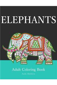 Elephants: Adult Coloring Book