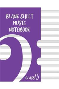 Blank Sheet Music Composition Manuscript Staff Paper Art Music CLASS 15 Notebook Purple Cover