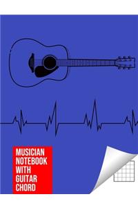 Musician Notebook with Guitar Chord - Guitar/Bass Fretboard Paper Cool Bassist Gift For A Bass Player Notebook guitar chords in Indigo color Cover