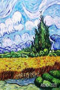 Van Gogh Pianificatore 2020: Campo di Grano con Cipressi - Agenda Annuale 2020 - Post Impressionismo - Da Gennaio a Dicembre (12 Mesi) - Pittore Olandese - Organizer & Diario