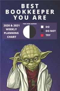 2020 & 2021 Two-Year Weekly Planner For The Best Bookkeeper - Funny Yoda Quote Appointment Book Gift - Two Year Agenda Notebook