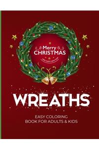 Wreaths Easy Coloring Book For Adults & Kids