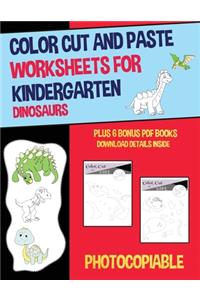 Color Cut and Paste Worksheets for Kindergarten (Dinosaurs)
