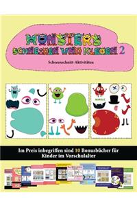 Scherenschnitt-Aktivitäten: 20 vollfarbige Kindergarten-Arbeitsblätter zum Ausschneiden und Einfügen - Monster 2