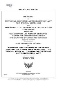 Hearing on National Defense Authorization Act for Fiscal Year 2017 and oversight of previously authorized programs before the Committee on Armed Services
