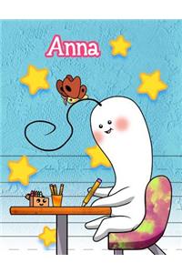 Anna: Personalized Book with Child's Name, Primary Writing Tablet, 65 Sheets of Practice Paper, 1