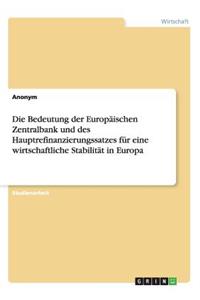 Die Bedeutung der Europäischen Zentralbank und des Hauptrefinanzierungssatzes für eine wirtschaftliche Stabilität in Europa
