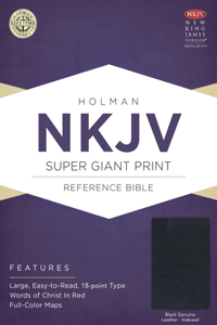 NKJV Super Giant Print Reference Bible, Black Genuine Leather Indexed