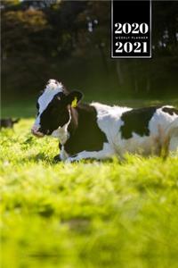 Cow Cattle Farming Farmer Week Planner Weekly Organizer Calendar 2020 / 2021 - Green Meadow