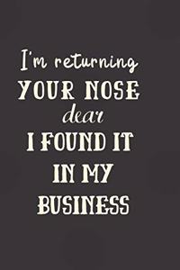 I'm returning your nose dear i found it in my business