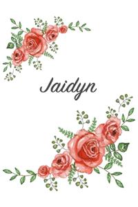 Jaidyn: Personalized Composition Notebook - Vintage Floral Pattern (Red Rose Blooms). College Ruled (Lined) Journal for School Notes, Diary, Journaling. Flo