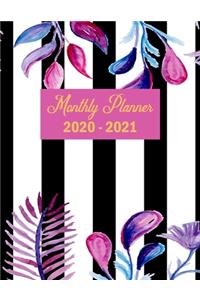 2020-2021 Classic Floral Stripe 2-Year Monthly Planner And Calendar