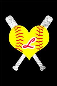 L Monogram Initial Softball Journal