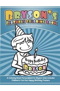 Bryson's Birthday Coloring Book Kids Personalized Books