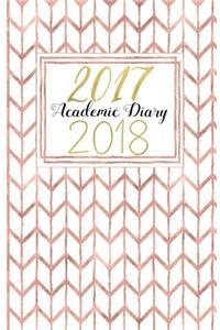 2017 - 2018 Academic Diary: Week to View A5 | Mid Year Student Planner WO2P Rose Gold Pattern Cover