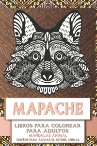 Libros para colorear para adultos - Diseños para aliviar el estrés Animal - Mandalas Animal - Mapache