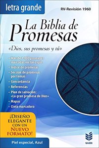 Biblia de Promesas Letra Grande Piel ESP. Azul C/Indice