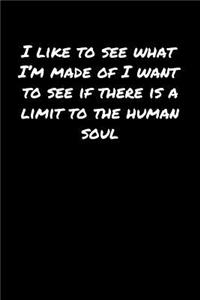 I Like To See What I'M Made Of I Want To See If There Is A Limit To The Human Soul