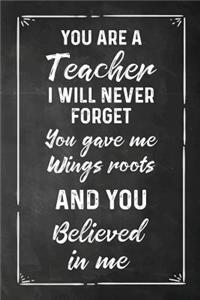 You Are a Teacher I Will Never Forget You Gave Me Wings Roots And You Believed in Me