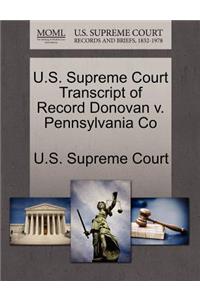 U.S. Supreme Court Transcript of Record Donovan V. Pennsylvania Co