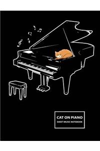 Cat on Piano Sheet Music Notebook