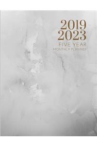 2019-2023 Five Year Planner Marble Grey Goals Monthly Schedule Organizer