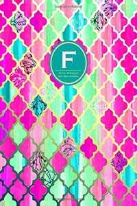 Initial F Monogram Journal - Dot Grid, Moroccan Pink Green: Soft Cover, Large 8.5 X 11