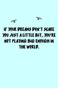 If your dreams don't scare you just a little bit, you're not playing big enough in the world. Journal