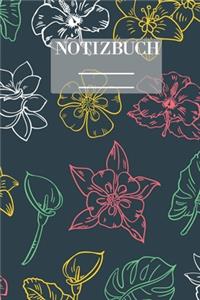 Notizbuch Garten Muster Pattern Pflanzen Blumen Pflanze Flower Blüte Grün Bunt Zeichnung